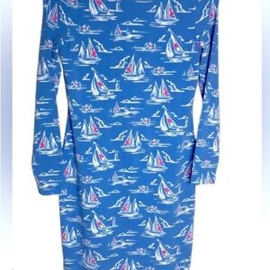 Vineyard Vines Blue Sailboat Long Sleeve Dress New with tags L
